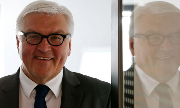 Social Democratic parliamentary floor leader Steinmeier poses during a Reuters interview in Berlin