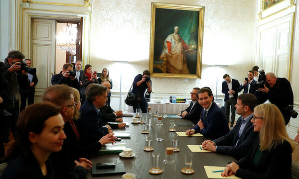 Head of OeVP Kurz meets head of Green Party Kogler in Vienna