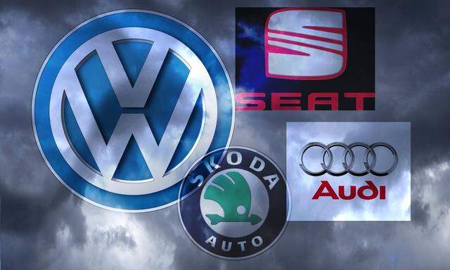 Volkswagen Abgas Skandal die Marken SKODA SEAT und AUDI sind ebenfalls betroffen FOTOMONTAGE
