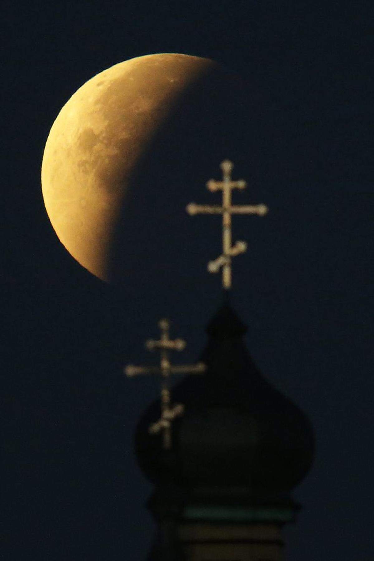 Auch in der weißrussischen Stadt Turets, 110 Kilometer von Minsk entfernt, war die Mondfinsternis zu bestaunen.