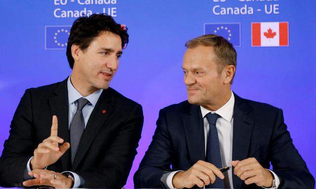 Kanadas Premier Justin Trudeau und EU-Ratspräsident Donald Tusk können zufrieden sein.