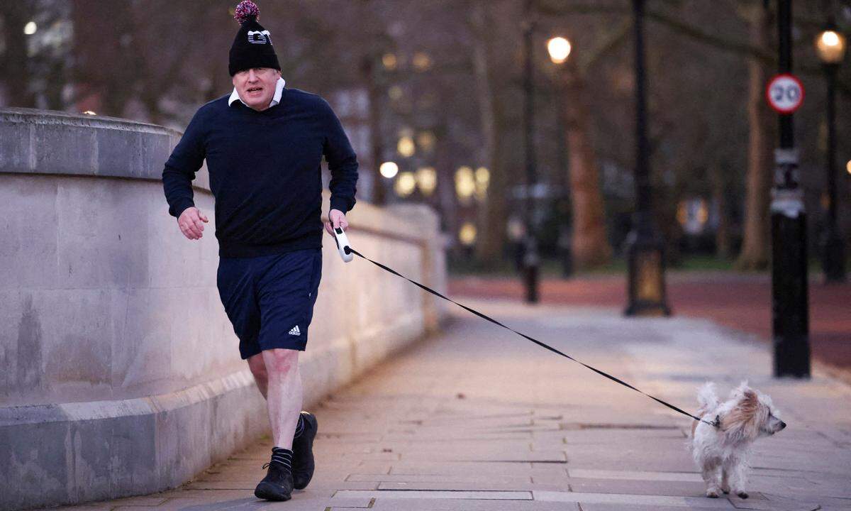 Boris Johnson beim Joggen in St. James's Park im Februar 2022.