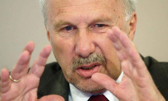 Austrian National Bank Governor Nowotny presents the bank's 2015-2017 economic forecast for Austria