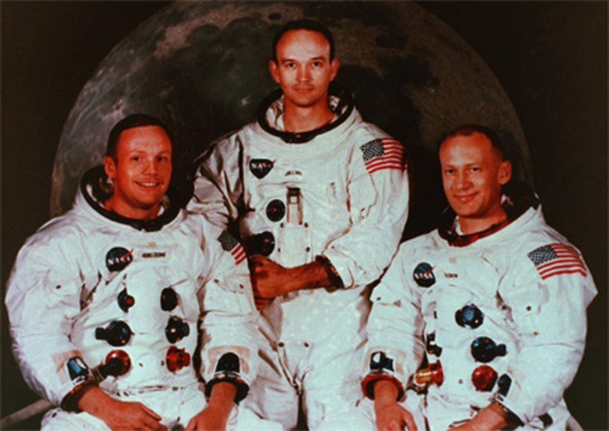 Diese drei Männer, Neil Armstrong, Michael Collins und Edwin "Buzz" Aldrin waren die auserwählten Astronauten für die NASA-Mission Apollo 11. Zum ersten Mal wurde ein bemanntes Raumschiff auf die Mondoberfläche geschickt.