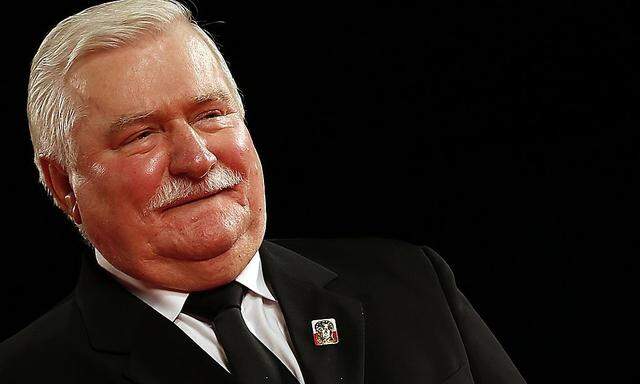 Former Polish President Lech Walesa poses during a red carpet event for the movie 'Walesa. Man of Hope', directed by Andrzej Wajda, during the 70th Venice Film Festival in Venice