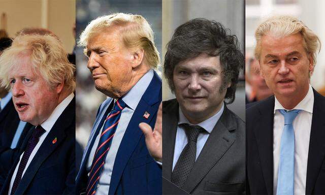  Boris Johnson, Donald Trump, Javier Milei und Geert Wilders (v.l.n.r.)