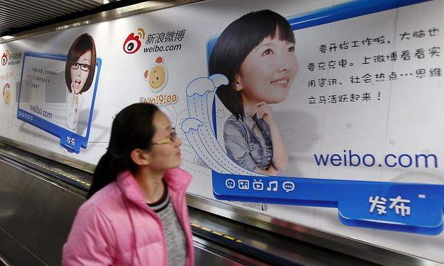 Eine Weibo-Werbung in Peking.