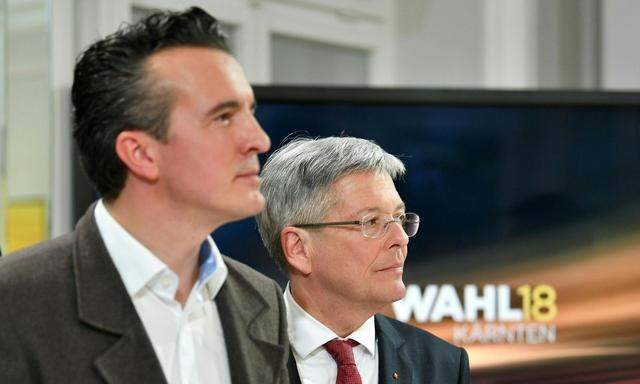 FPÖ-Chef Gernot Darmann (l.) und SPÖ-Spitzenkandidat Peter Kaiser 