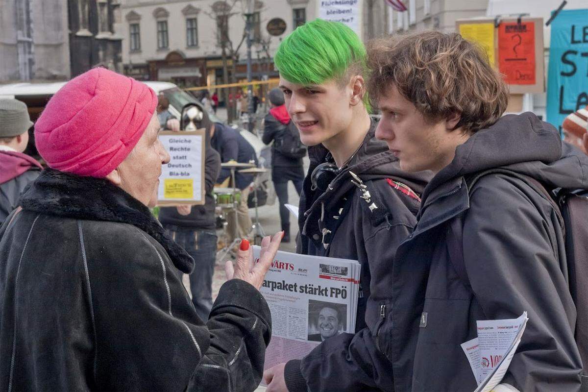 In Wien gab es am 1. März – neben dem Aufruf zum Sprachstreik – über den Tag verteilt Kundgebungen zum Beispiel am Handelskai, am Stephansplatz oder am Viktor-Adler-Markt.