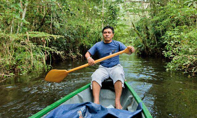 Glücklich. Naturführer Bolivar Cerda vom Stamm der Kachwa, dem die Napo Wildlife Lodge gehört.