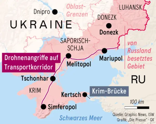 Ukrainian drone attacks on the M14 highway.