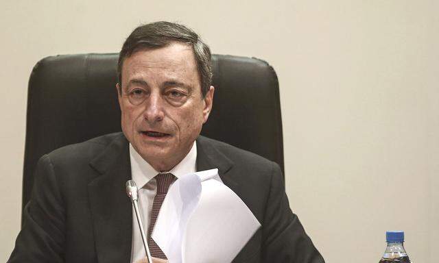 European Central Bank President Mario Draghi Delivers Rate Announcement In Cyprus