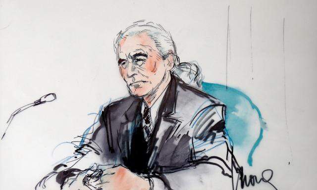 Led Zeppelin guitarist Page is shown sitting in federal court for a hearing in a lawsuit involving their rock classic song ´Stairway to Heaven´ in this courtroom sketch in Los Angeles