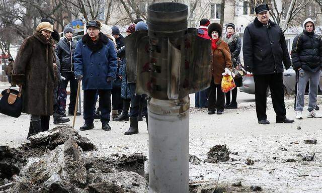 Szenerie nach den Raketenangriffen auf das ukrainische Armeehauptquartier in Kramatorsk, Ostukraine.