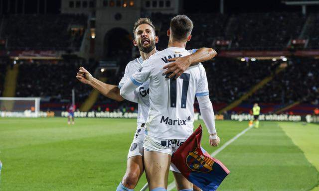 Gironas Jubel über den Sieg gegen den FC Barcelona. 