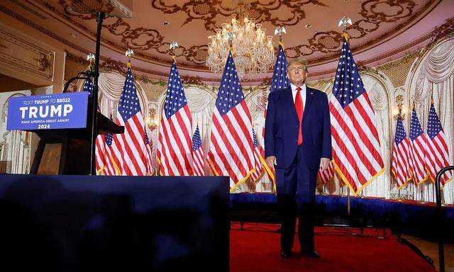 Former U.S. President Donald Trump announces he will run for president in 2024 at his Mar-a-Lago estate in Palm Beach
