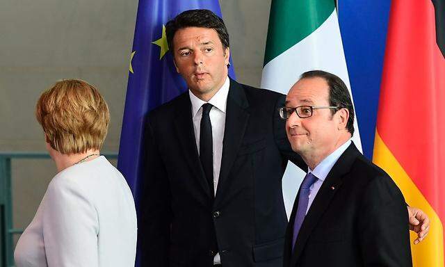 Archivbild. Merkel, Renzi und Hollande müssen die EU-Krise lösen, stehen innenpolitisch aber unter Druck.