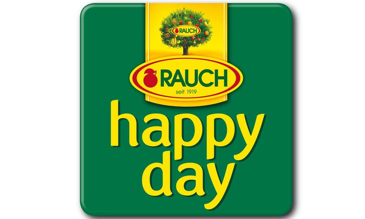 Die Marke happy day aus dem Haus Rauch schafft 78,1 Punkte. Damit liegt die Fruchtsaftmarke um zwei Plätze vor dem Unternehmen Rauch selbst.