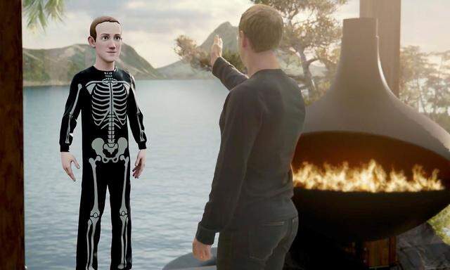 Mark Zuckerberg spricht zu seinem eigenen Avatar im "Metaverse".