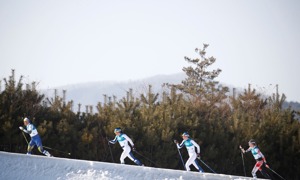 Langlaufen ist ein Naturschauspiel. Wer aber die falsche Loipe nimmt wie Teresa Stadlober (im Bild ganz hinten), läuft in ein Drama.