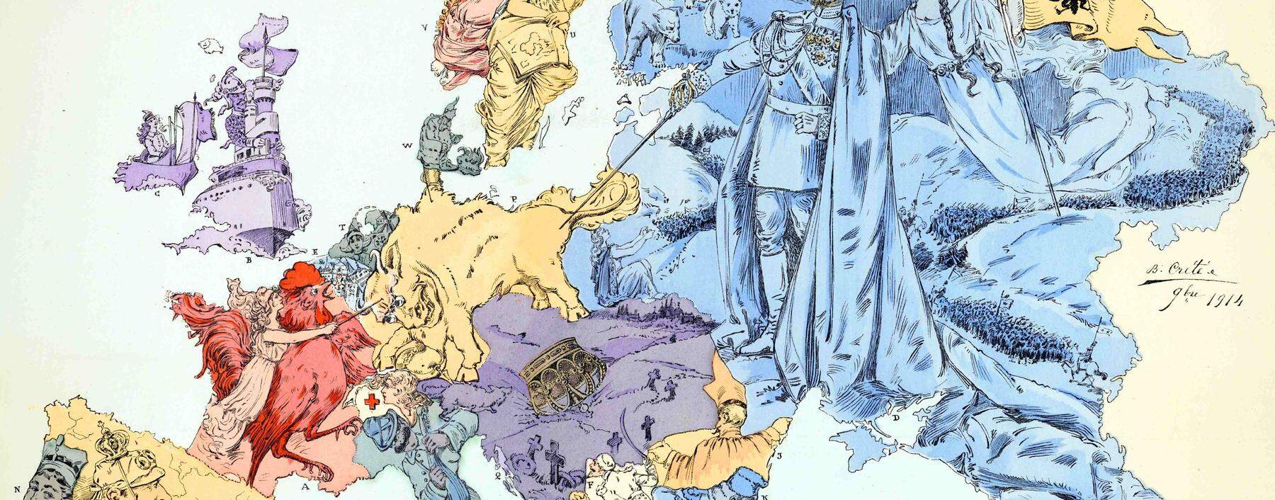 Das Großmächte-Europa von 1914 (hier in einer französischen Karikatur) war untergegangen. Wo lag nach dem Ersten Weltkrieg die Zukunft für den Kontinent, jenseits der nationalen Zersplitterung?