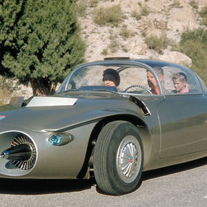 Familie mit Turbinenantrieb: funktionsfähiger Prototyp des Firebird II von General Motors, 1956.