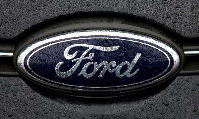 The Ford logo is pictured at the Ford Motor Co plant in Genk