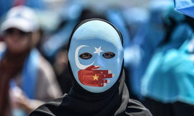 Ein uigurischer Demonstrant.