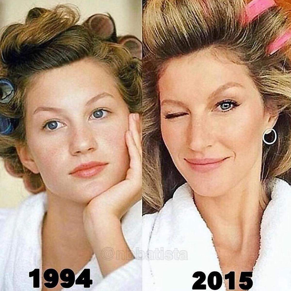 Dem Vergleich widerstehen kann auch das ehemalige Supermodel Gisele Bündchen nicht. Die heute 37-Jährige postete diese Fotocollage auf Instagram.