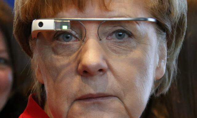 Angela Merkel mit Google Brille. Der Fokus auf US-Tech sollte nicht täuschen. Auch Europa hat Tech-Perlen.