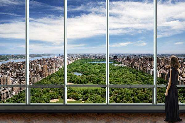 Aktueller Wert: 101 Millionen Euro Diese spektakuläre Aussicht auf den Central Park muss teuer erkauft werden: Das teuerste Penthouse der USA befindet sich in New York im Wolkenkratzer One57.