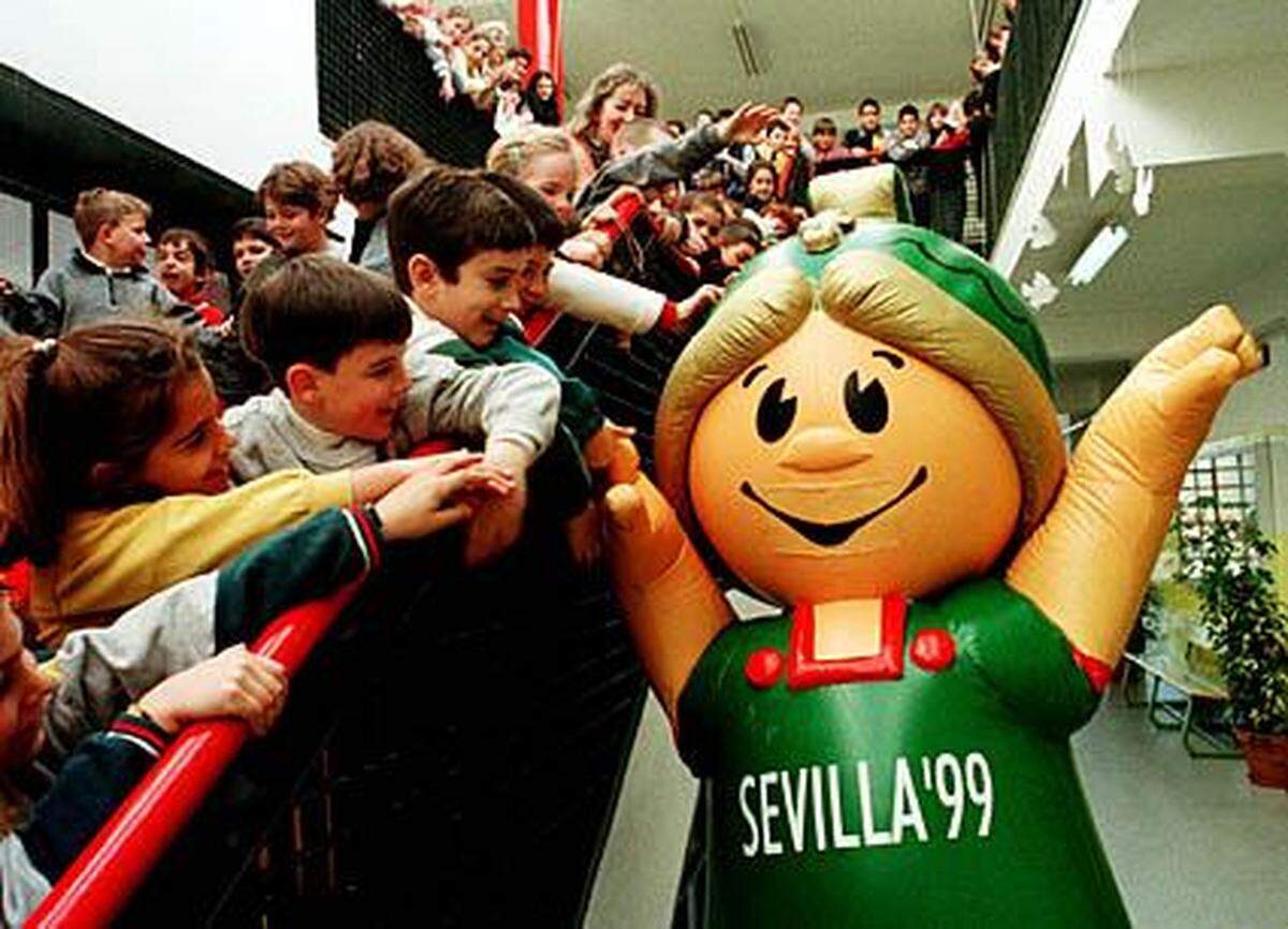 Und 1999 fand sogar der selige "Sparefroh" wieder eine neue Anstellung: Bei der Leichtathletik-WM in Sevilla.