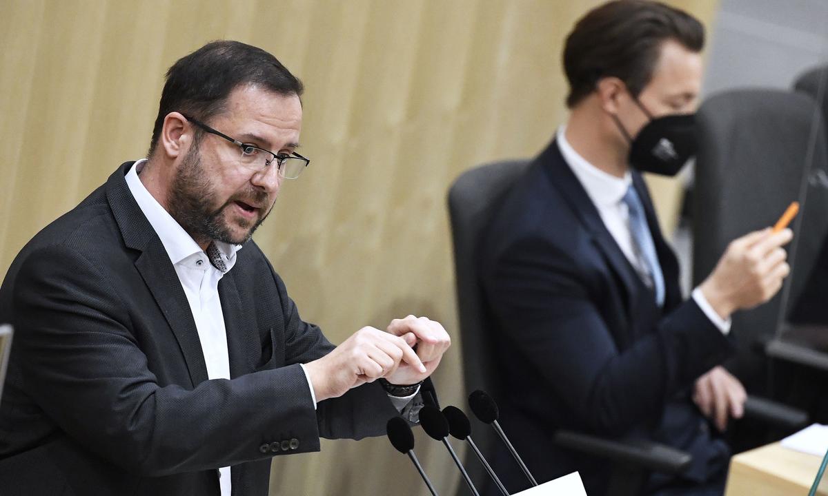 Hafenecker wünschte sich, die türkise Riege "direkt von der Regierungs- auf die Anklagebank" zu bringen.