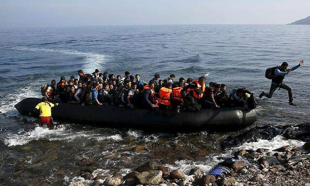 Flüchtlinge bei der Ankunft in Griechenland