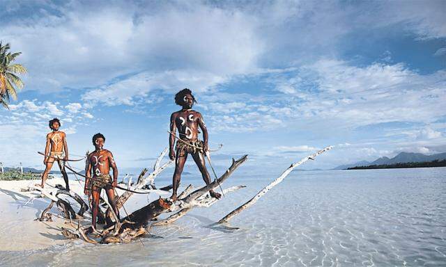 Ni-Vanuatu auf der Insel Rah Lava im Südpazifik.