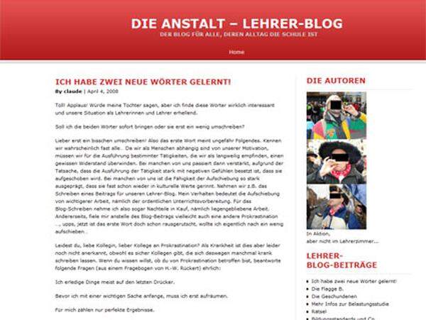 Die Anstalt: Eine kleine Gruppe von Lehrern aus Mainz bloggt über ihre Tätigkeiten, Schülerinnen und Schüler, Kollegen und Bildungspolitik.