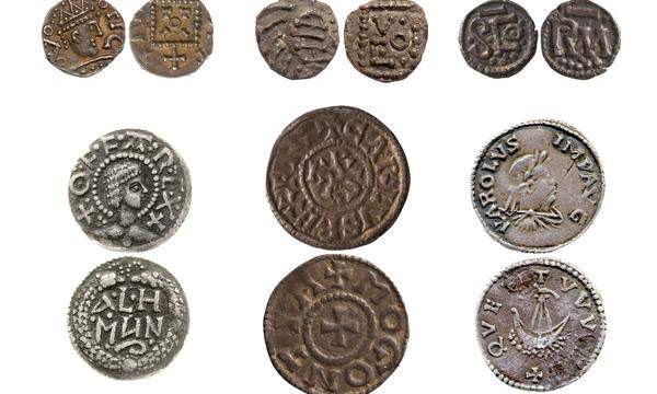 Mit Bildern von Offa und Karl dem Großen: einige der für die Analyse verwendete Münzen aus dem Fitzwilliam Museum im Cambridge.