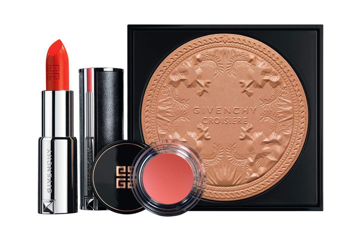 Zum Frühlingslook „Croisière“ gehört auch der Lippenstift „Le Rouge Givenchy“ in Orange und Mahagoni. Um 34 Euro nur bei Marionnaud erhältlich.