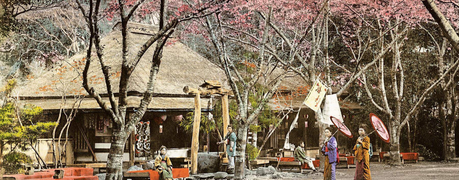 Teehaus im Ueno Park, um 1890.