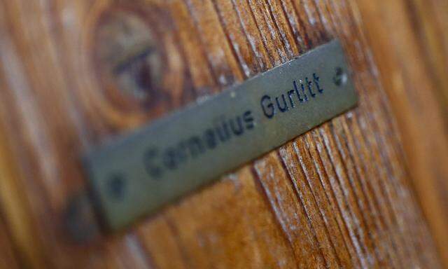 The name plate on the house of art collector Cornelius Gurlitt is pictured in Salzburg