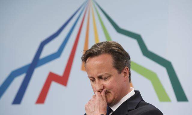 British Prime Minister Cameron holds a news conference during the G7 summit at Elmau Castle hotel in Kruen