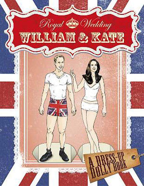 Wer mehr Flexibilität bei der königlichen Kleiderwahl bevorzugt, ist mit dem "William and Kate Dress-up Dolly Book" besser bedient. Figuren und Outfits zum Ausschneiden laden in dem Buch zum Variieren der Roben ein.