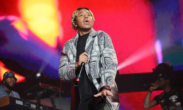 Singer songwriter Cordae performs on stage during the Day N Vegas Music Festival at the Las Vegas Festival Grounds in La