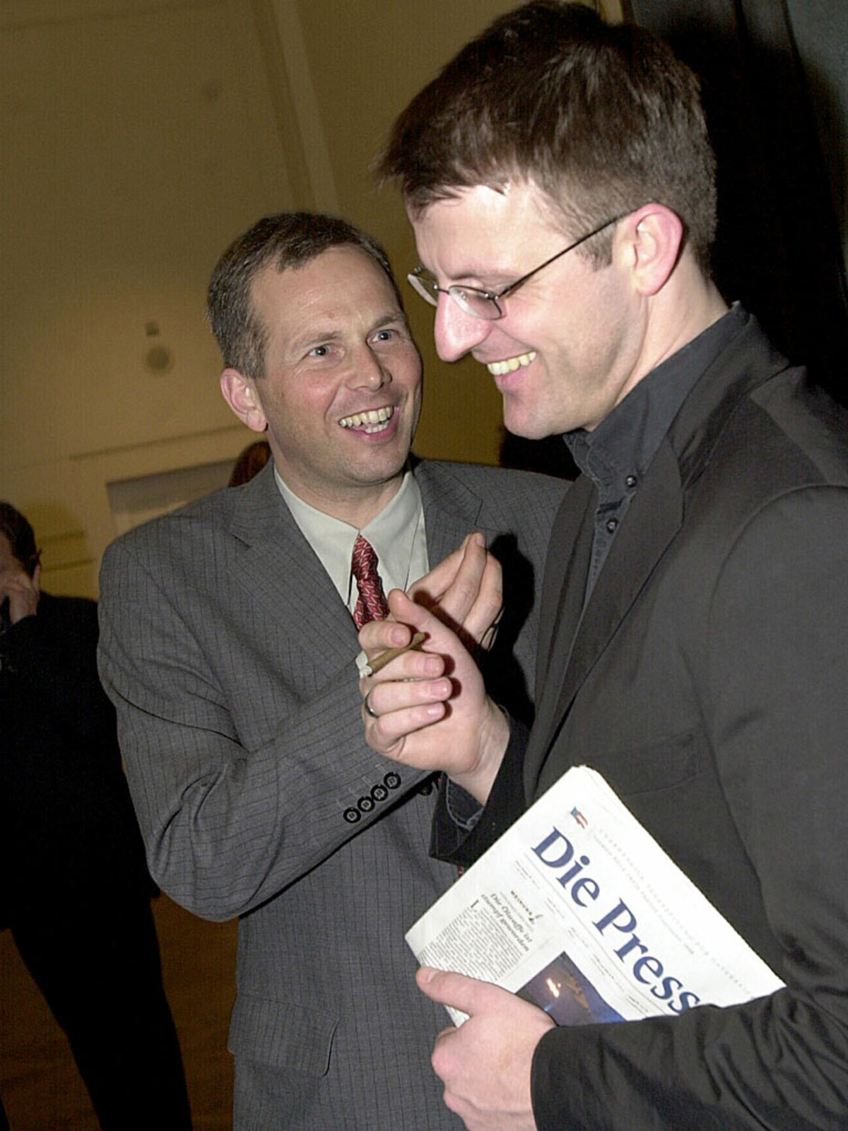 Unter Pirker als Vorstandsvorsitzendem übernahm die Styria 1999 "Die Presse", bei der der Konzern 1993 eingestiegen war. Seit 2006 hat die Styria die Mehrheit beim "WirtschaftsBlatt".  Im Bild mit "Presse"-Chefredakteur Michael Fleischhacker
