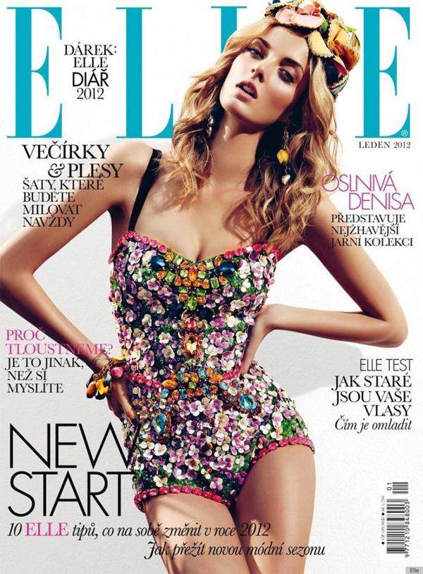 Zu spitze Ärmchen zeigt dieses Model auf dem Cover von "Elle".