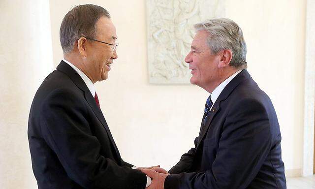 Deutschlands Bundespräsident Gauck mit UN-Generalsekretär Ban
