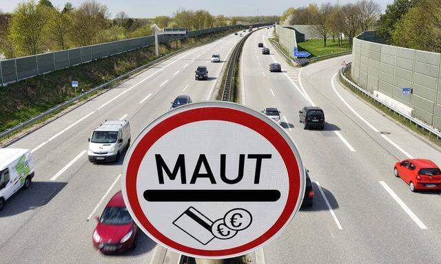 Autobahn und Maut Schild Symbolfoto PKW Maut