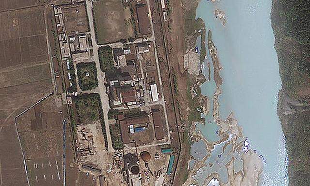 This April 30,  2012 satellite image provided by GeoEye shows the area around the Yongbyon nuclear fa