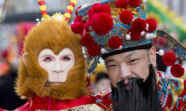 London UK 14 February 2016 Londoners and the Chinese Community celebrate the Year of the Monkey