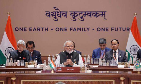 Indiens Premierminister Narendra Modi spricht während der ersten Session des G20-Gipfels in New Delhi.